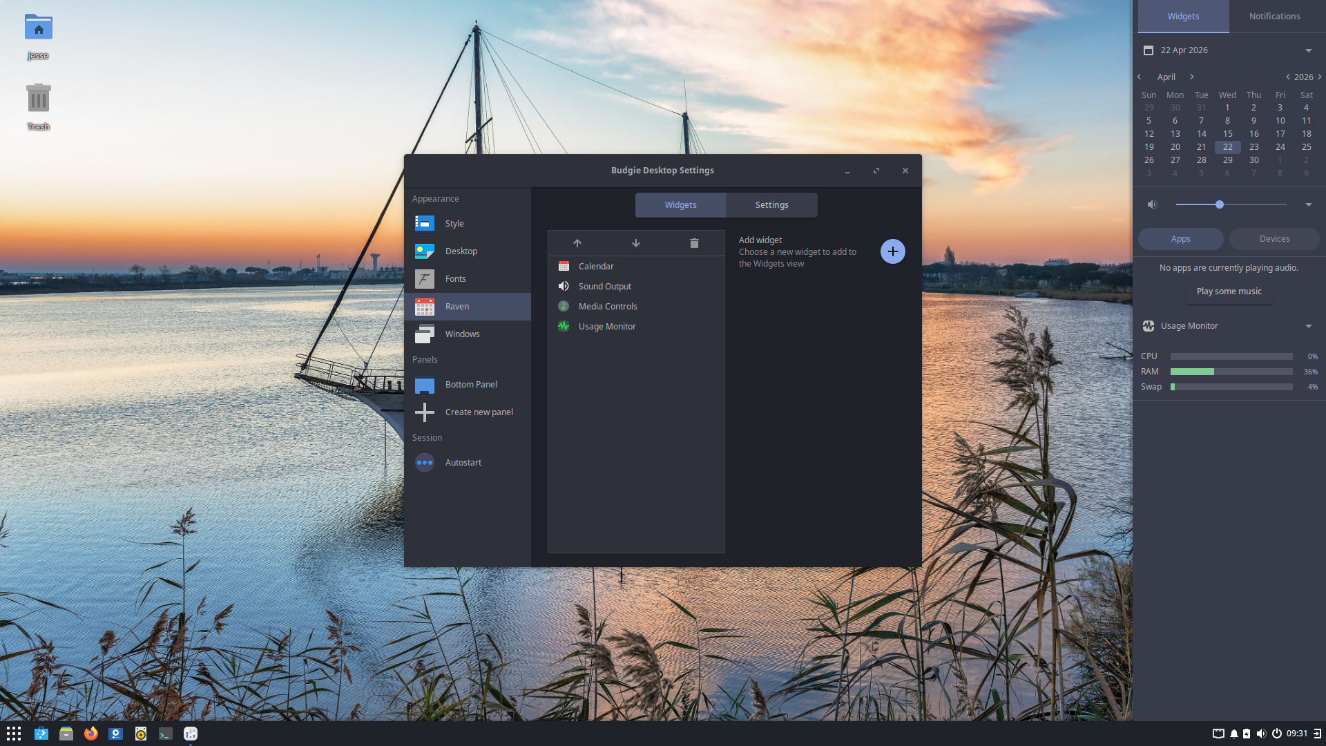 Solus desktop screenshot: 4.9 desktop settings
