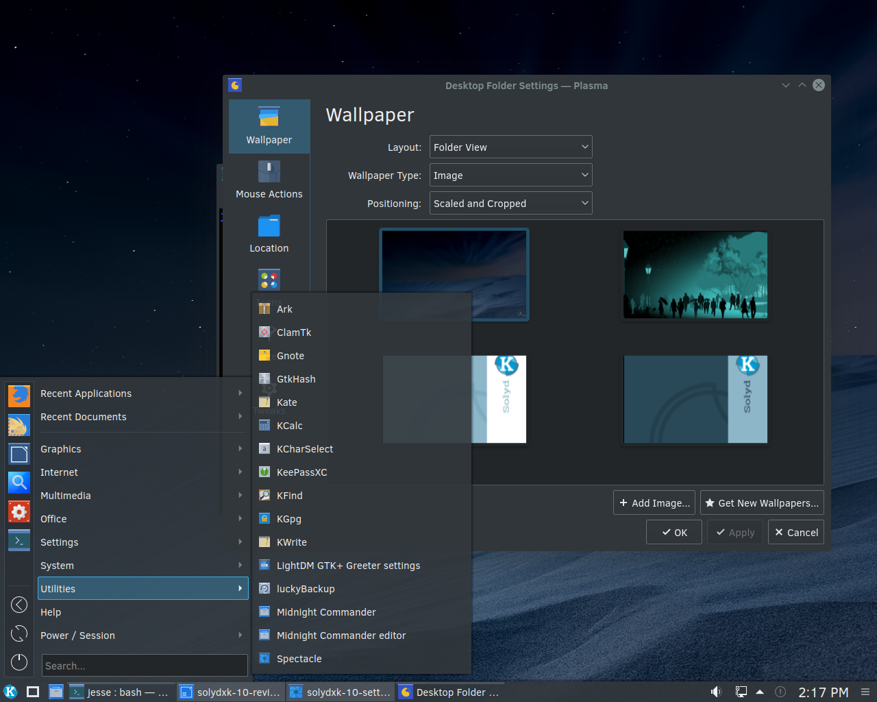 SolydXK desktop screenshot: 10 dark