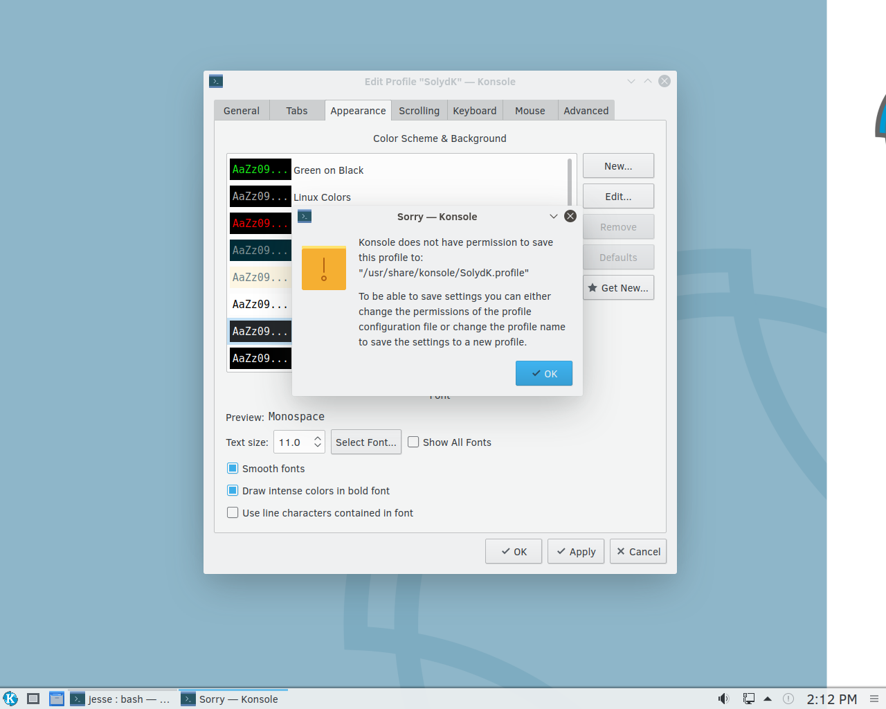 SolydXK desktop screenshot: 10 konsole