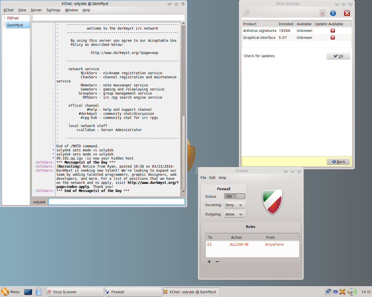 SolydXK desktop screenshot: 201407 admin