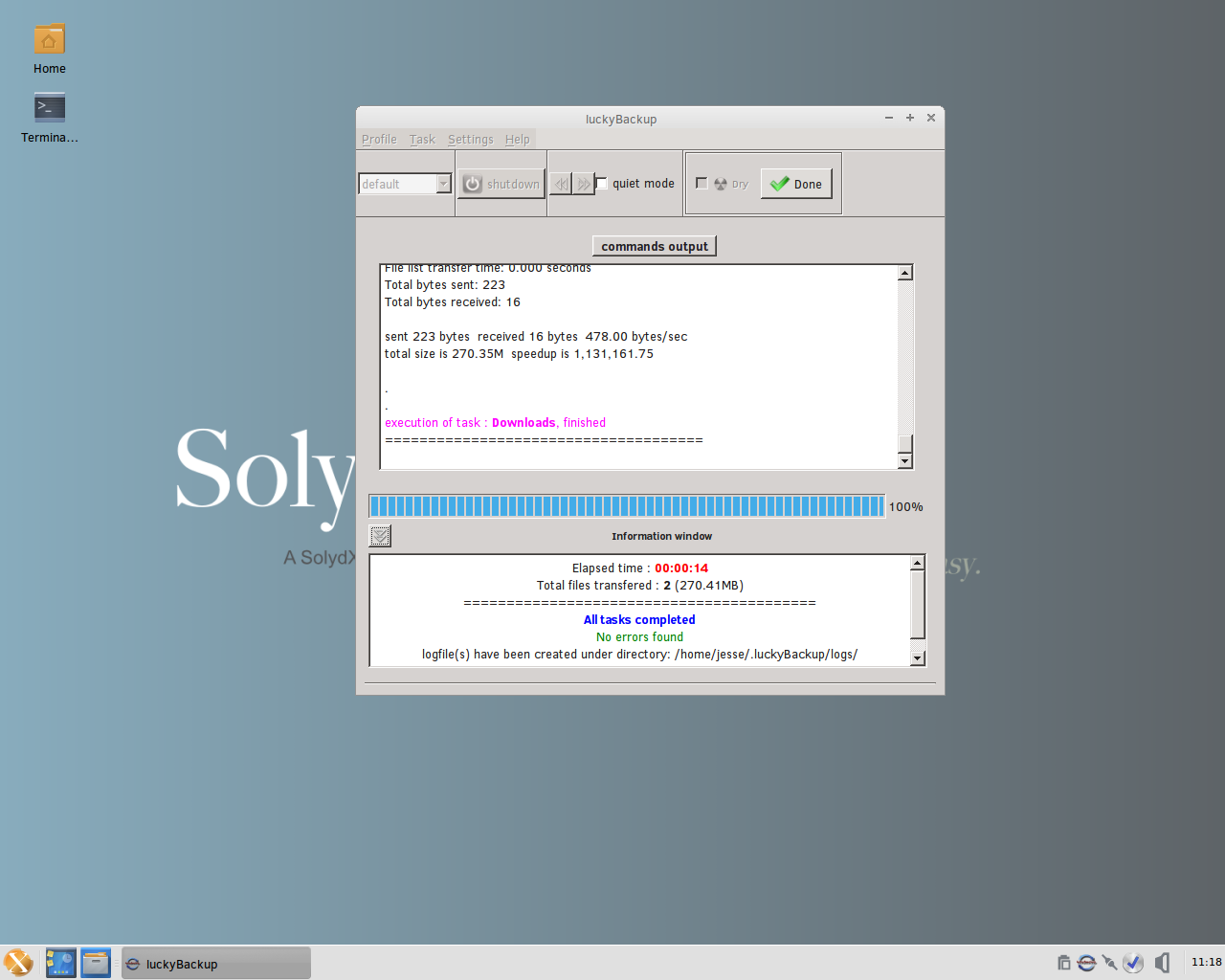 SolydXK desktop screenshot: 201506 backup