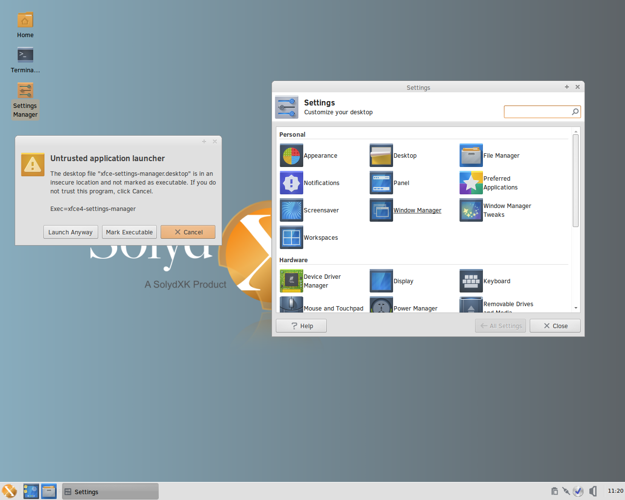 SolydXK desktop screenshot: 201506 settings