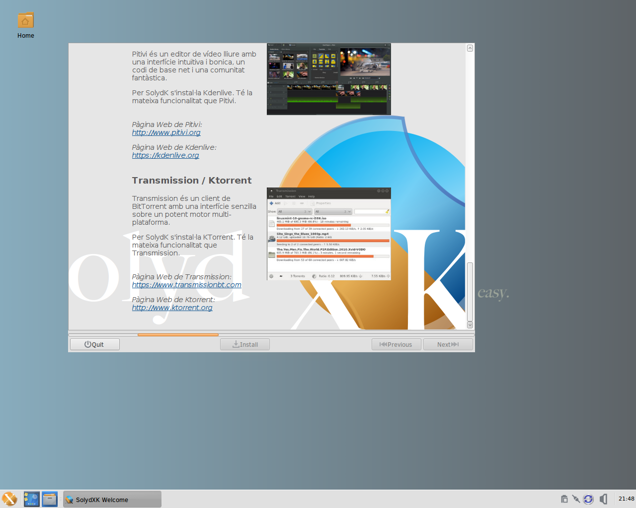 SolydXK desktop screenshot: 201506 welcome
