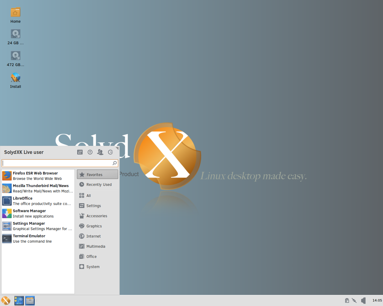 SolydXK desktop screenshot: 201506