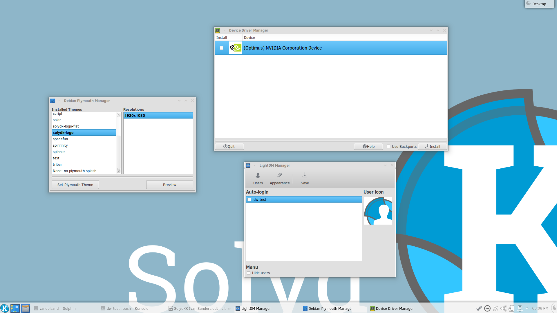 SolydXK desktop screenshot: 201701 extra features