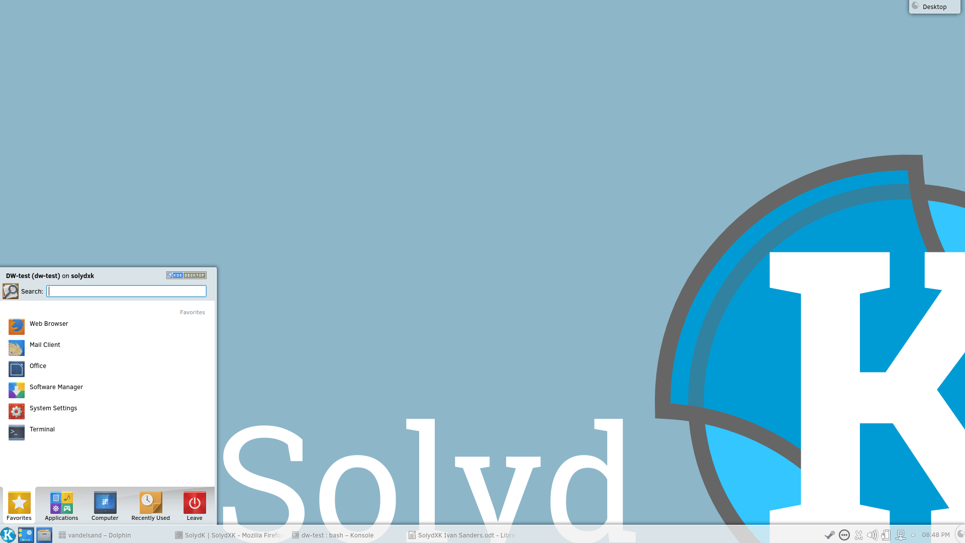SolydXK desktop screenshot: 201701 kde