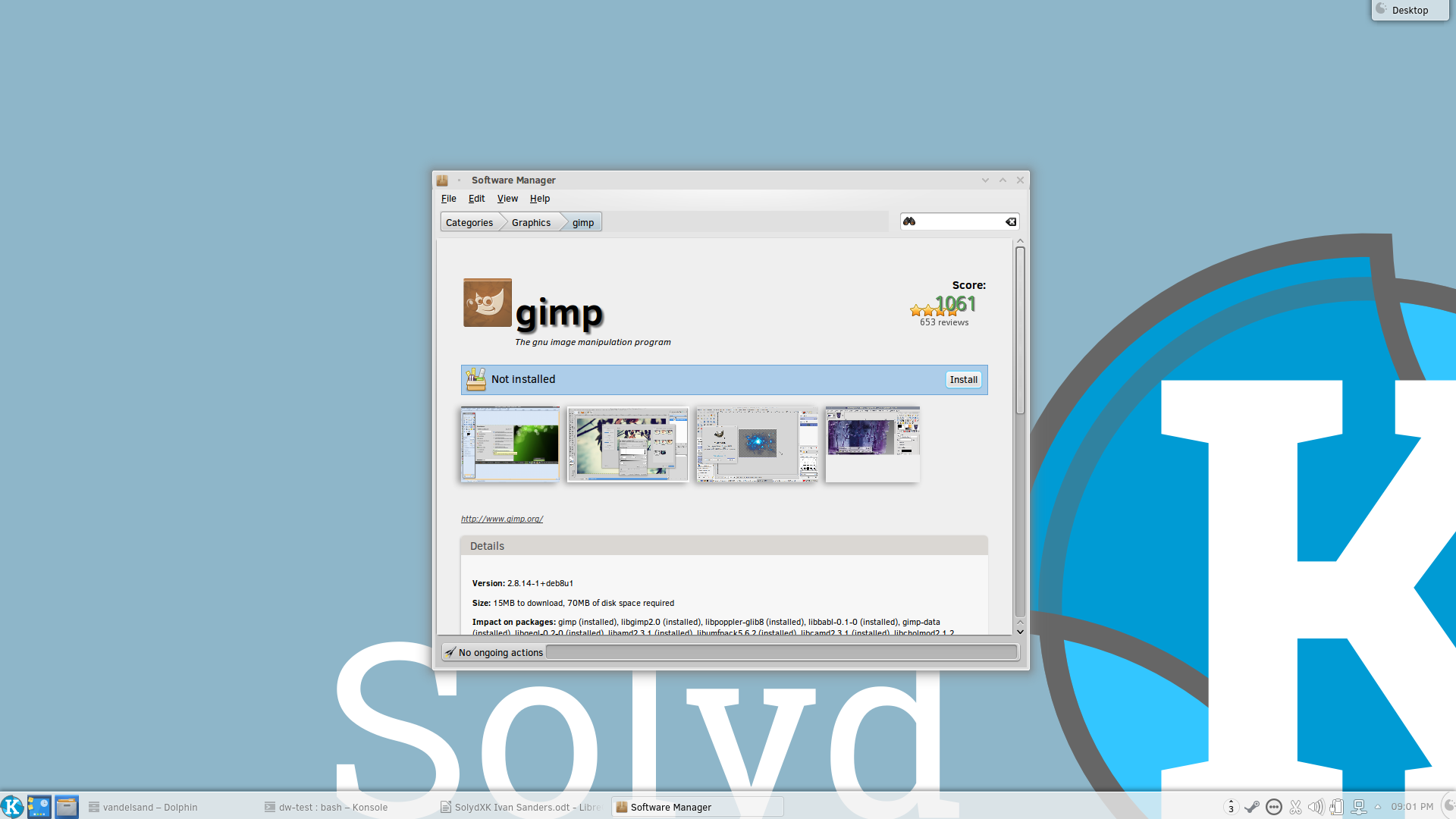 SolydXK desktop screenshot: 201701 software