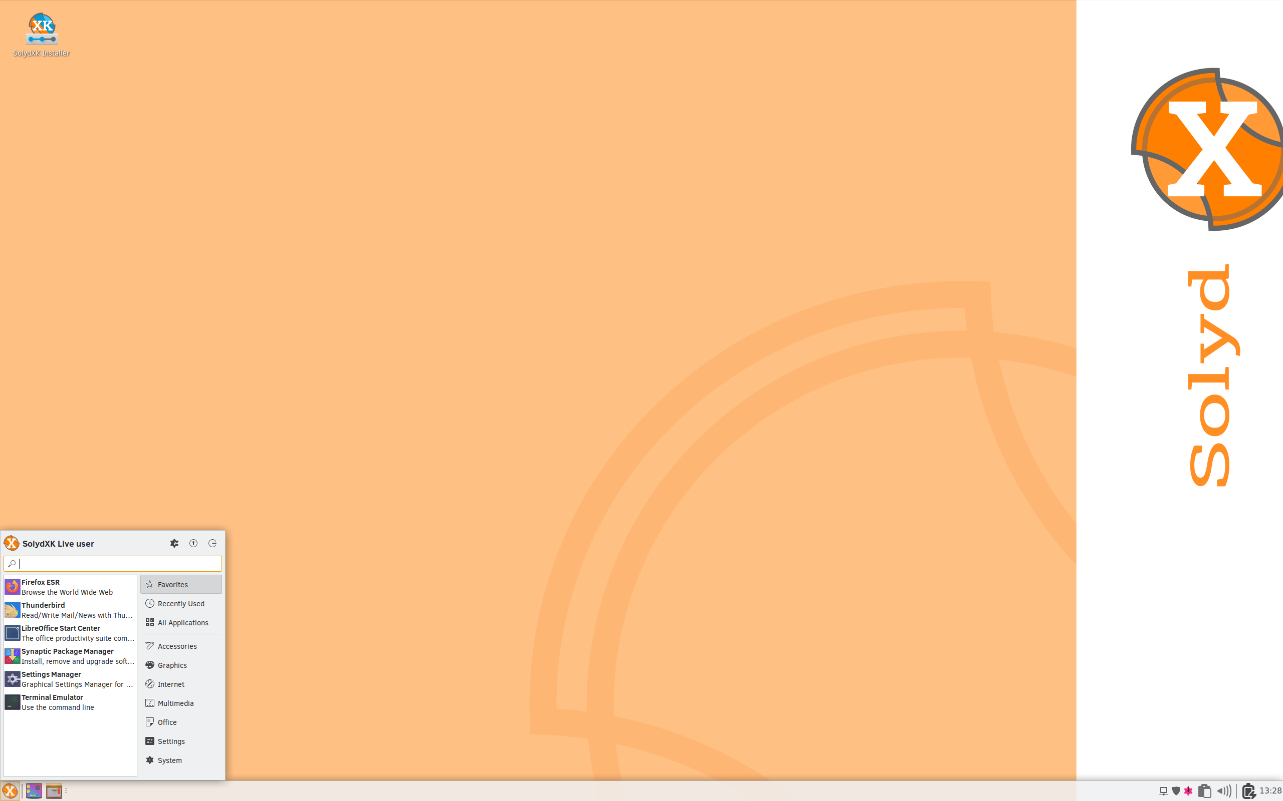 SolydXK desktop screenshot: 202508
