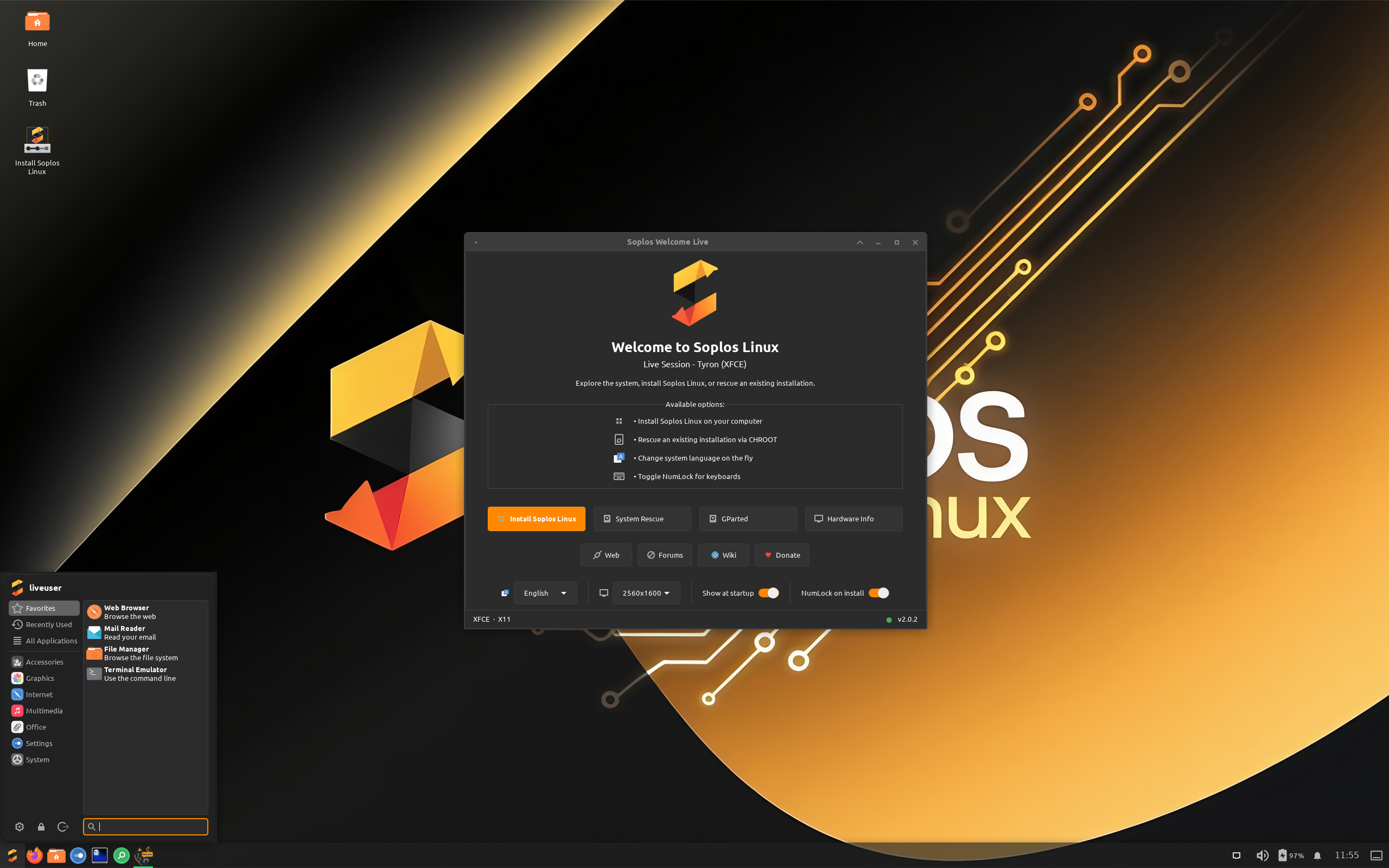 Soplos desktop screenshot: 2026.08 xfce