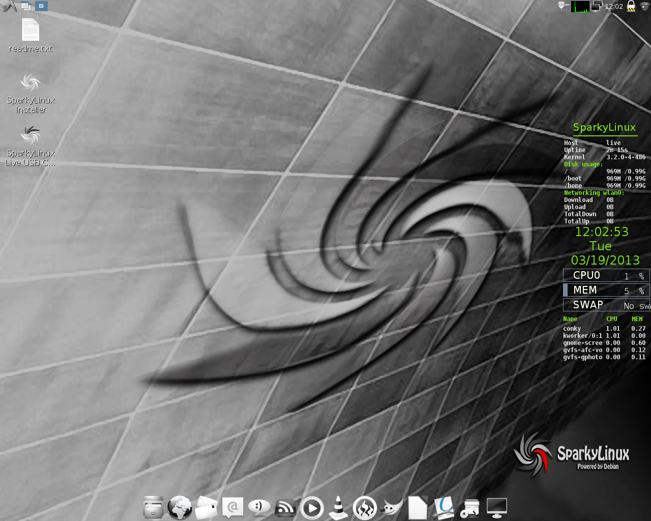 SparkyLinux desktop screenshot: 2.1
