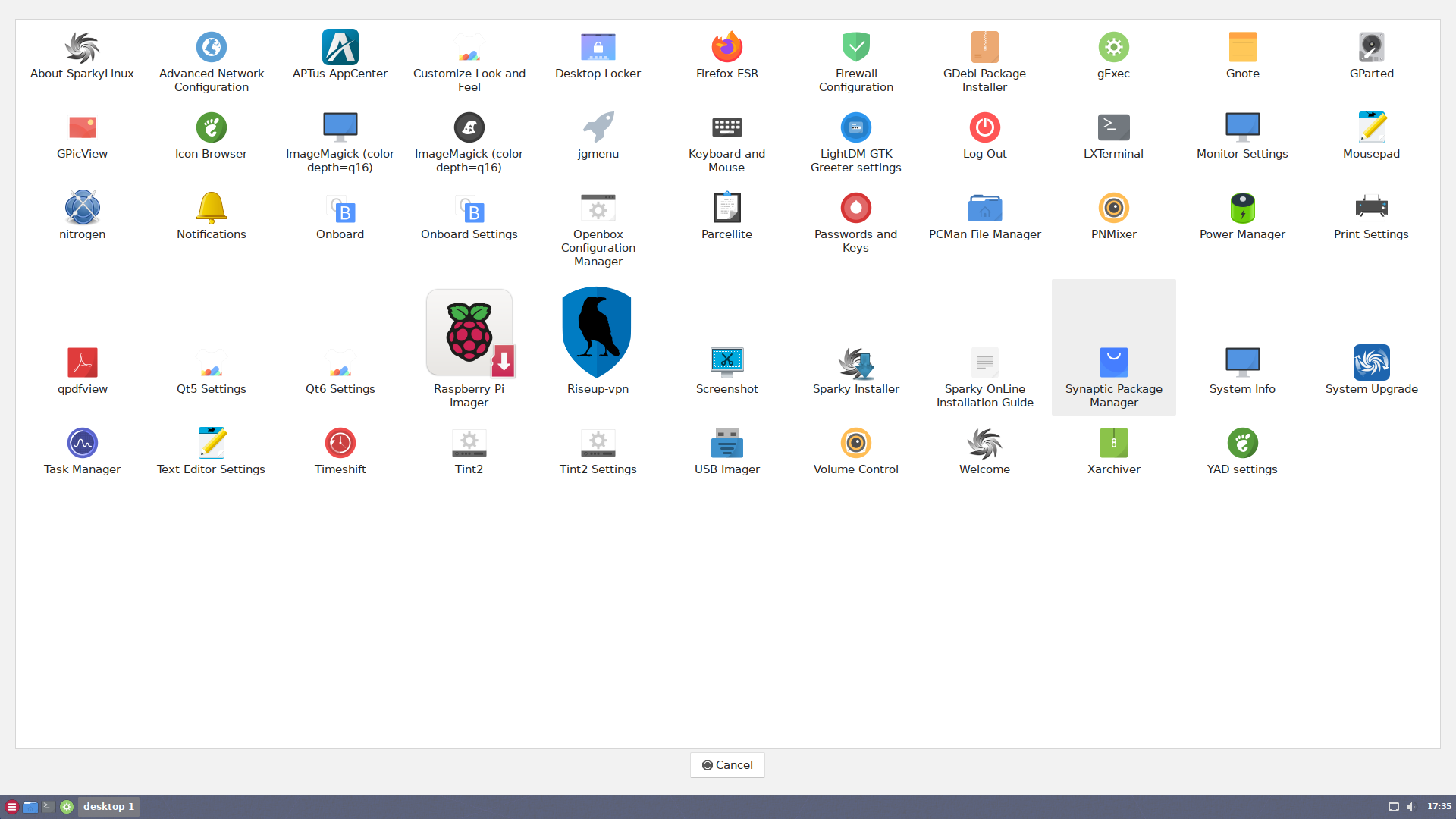 SparkyLinux desktop screenshot: 2025.09 openbox