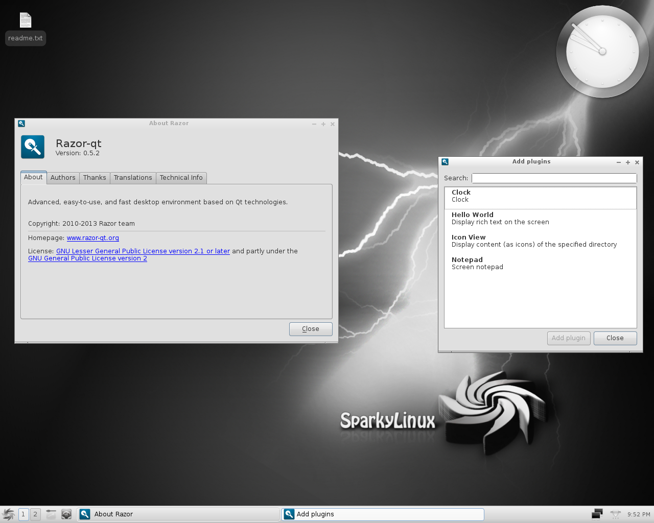 SparkyLinux desktop screenshot: 3.0 widgets