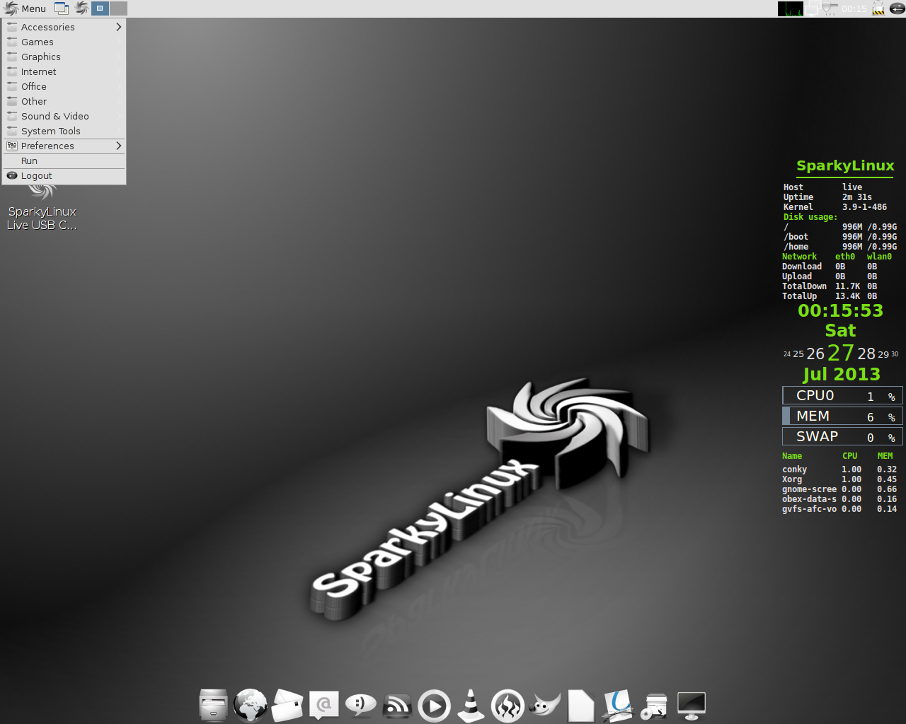 SparkyLinux desktop screenshot: 3.0