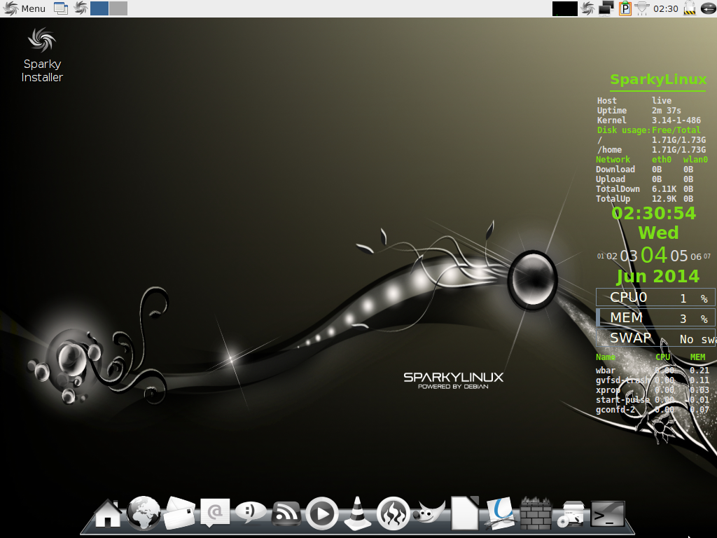 SparkyLinux desktop screenshot: 3.4