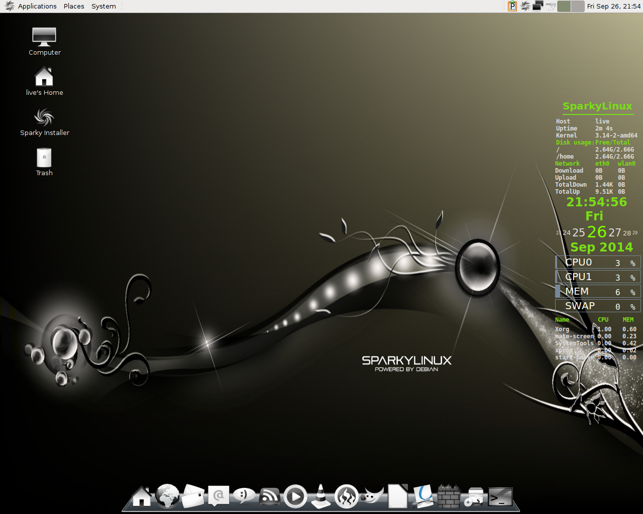 SparkyLinux desktop screenshot: 3.5 mate