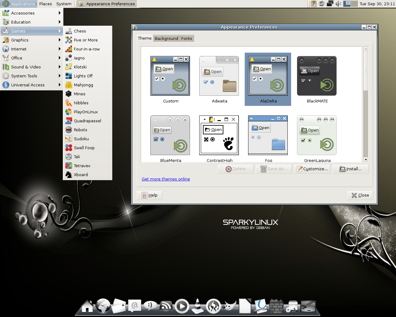 SparkyLinux desktop screenshot: 3.5 theme