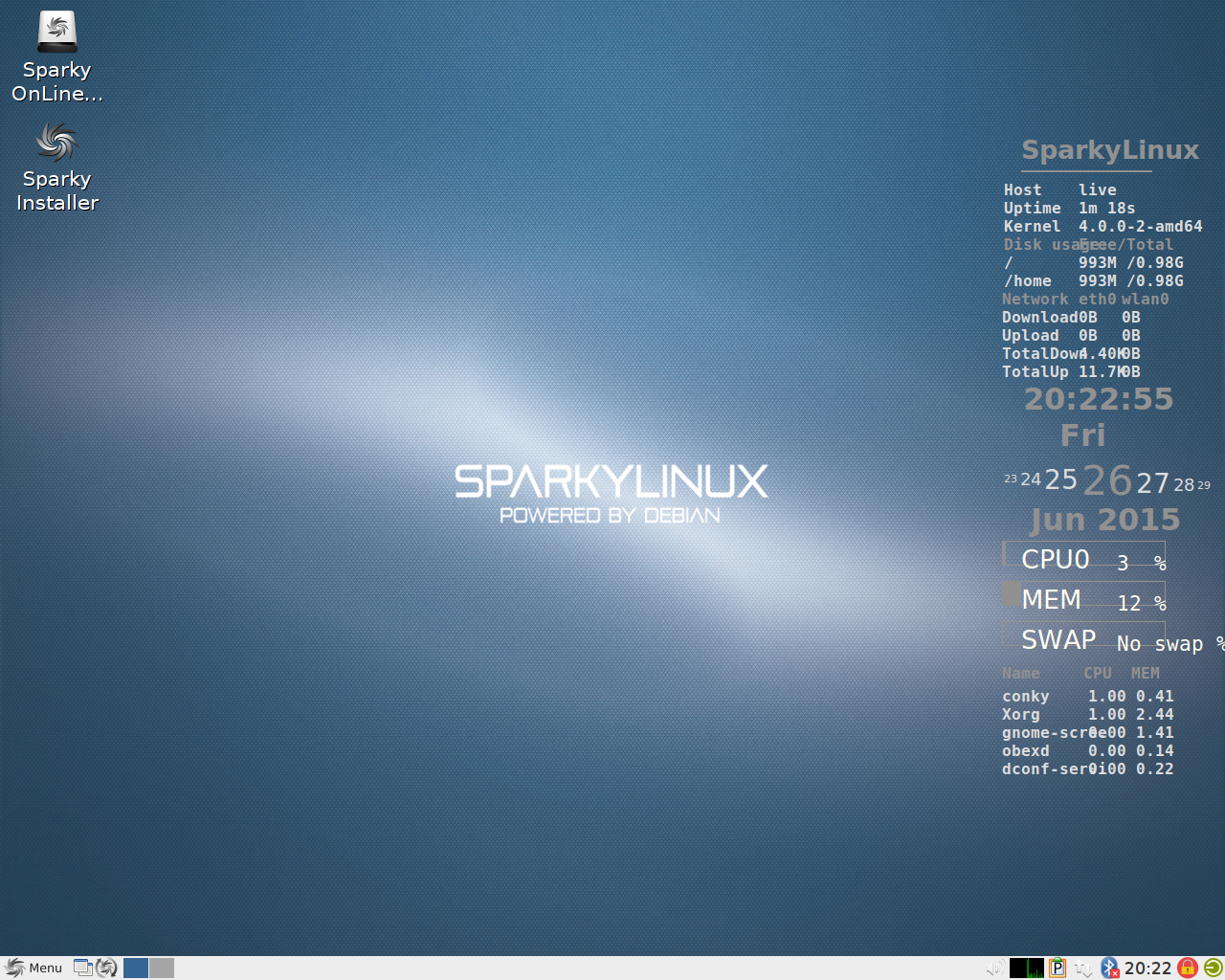 SparkyLinux desktop screenshot: 4.0