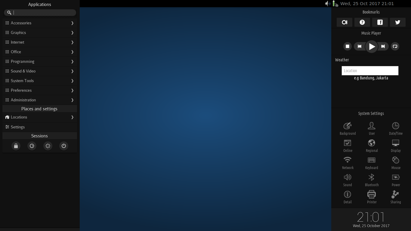 SparkyLinux desktop screenshot: 5.1 manokwari panels