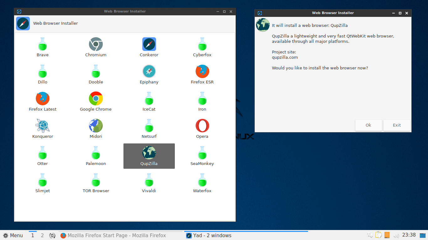 SparkyLinux desktop screenshot: 5.1 web browser