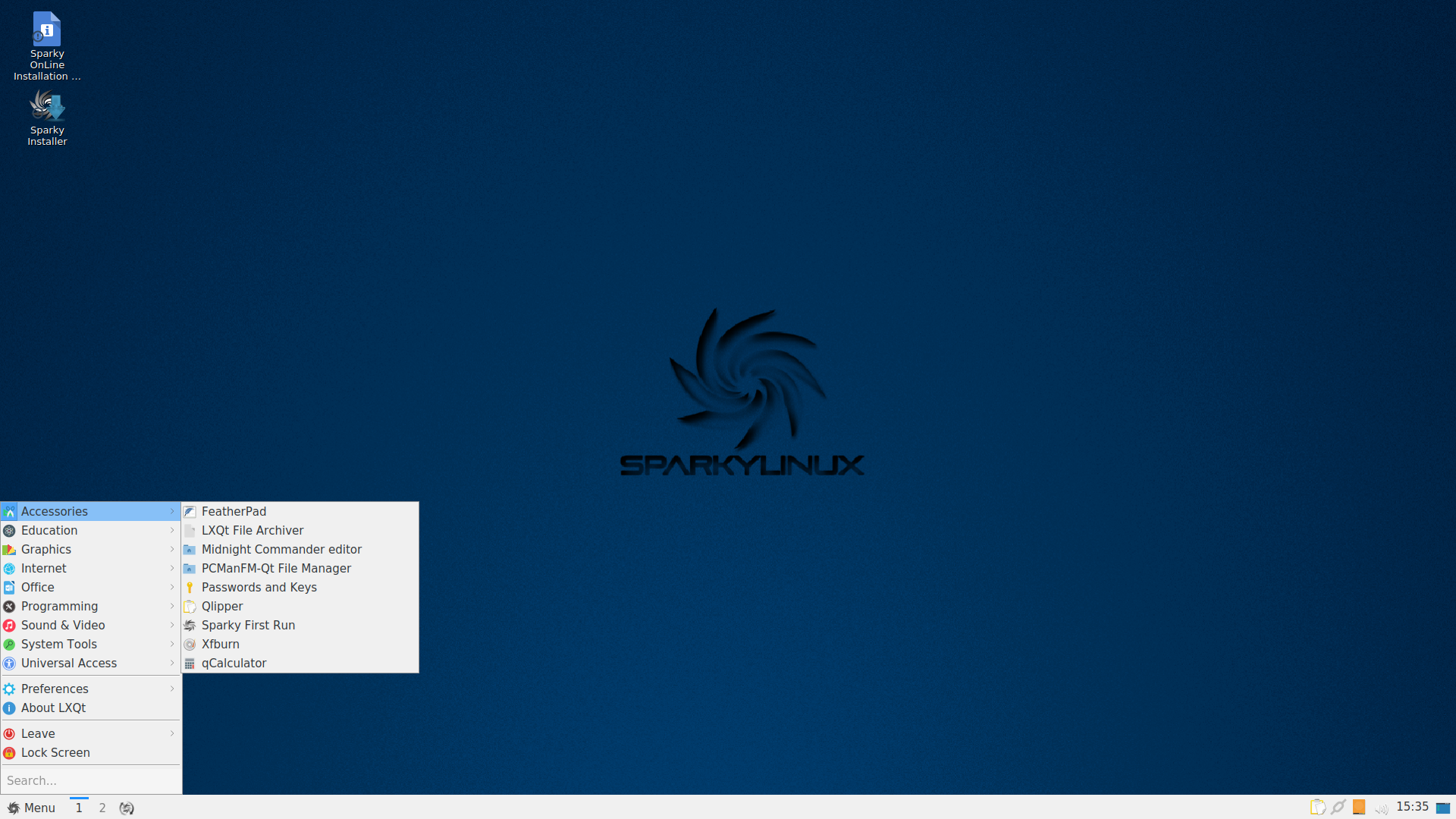 SparkyLinux desktop screenshot: 5.8