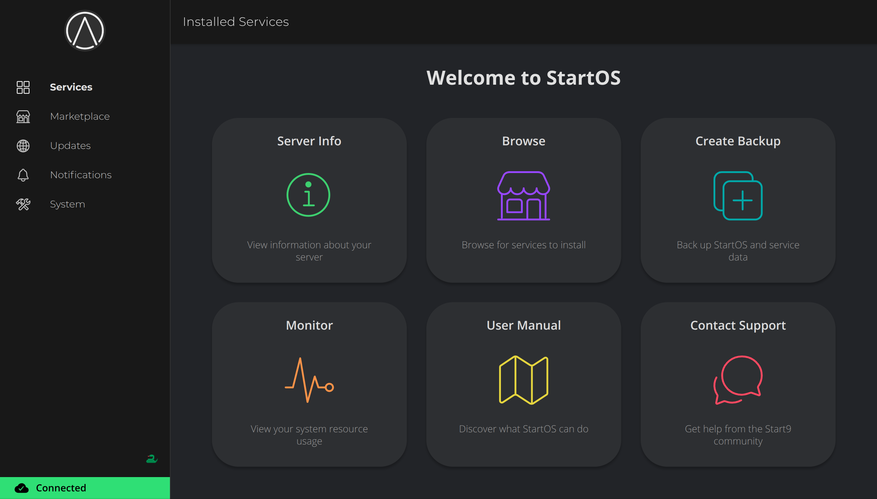 StartOS desktop screenshot: 0.3.9.1