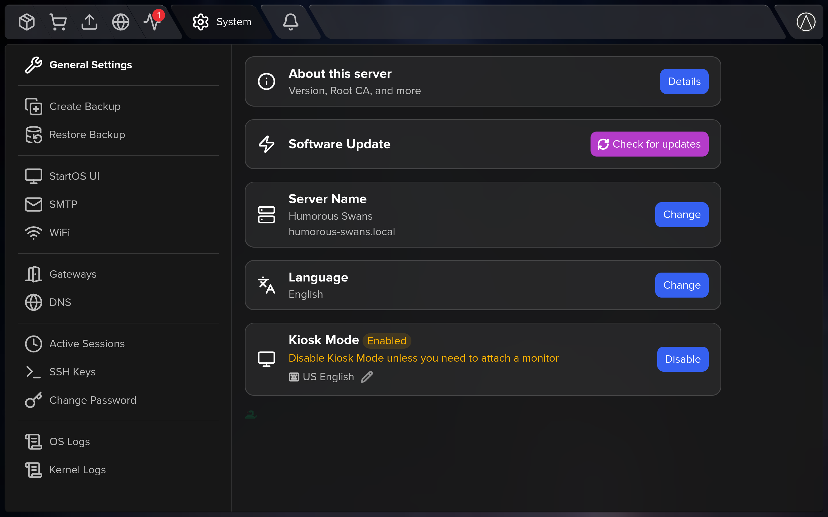 StartOS desktop screenshot: 0.4.0 web