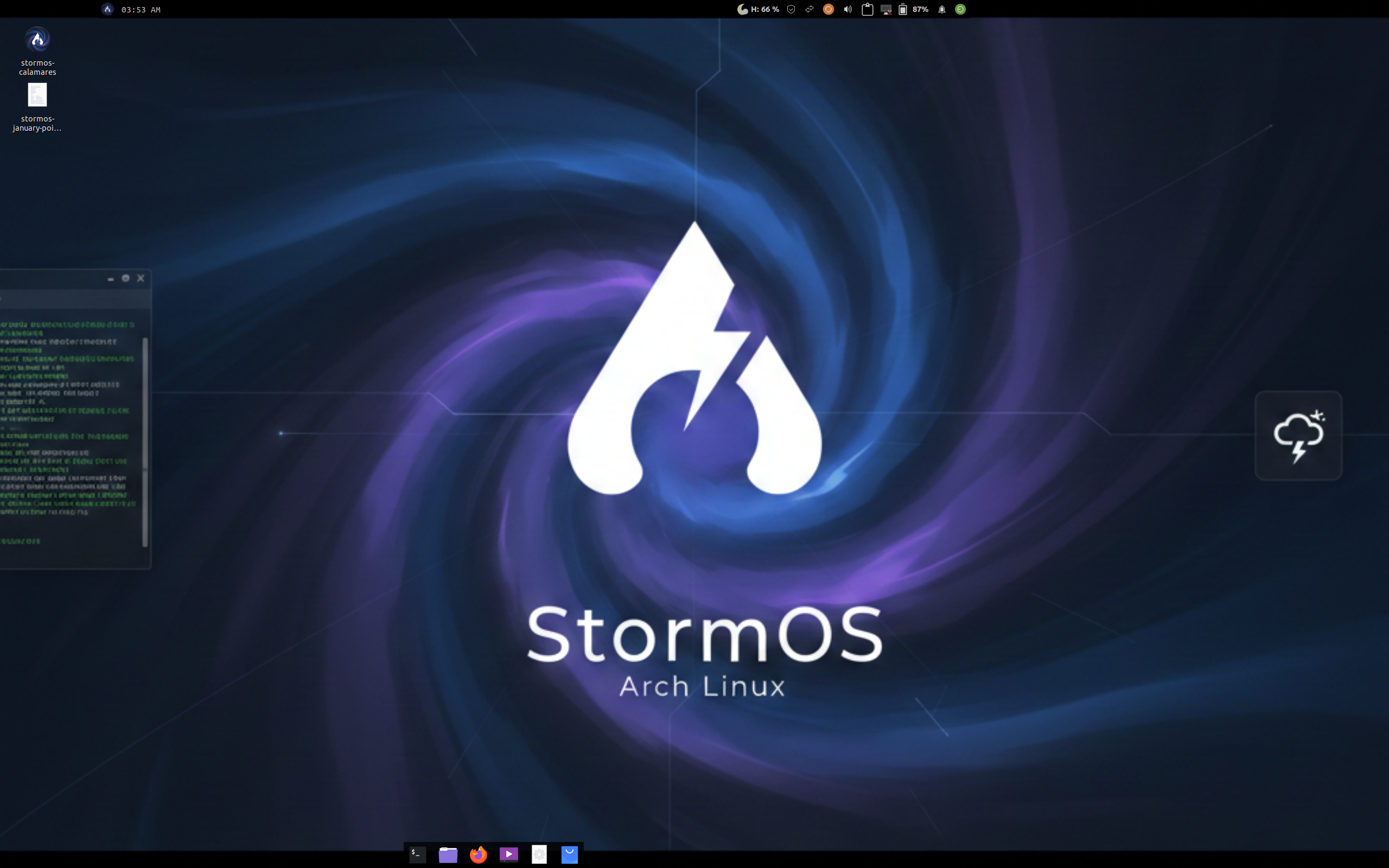 StormOS desktop screenshot: january point 1