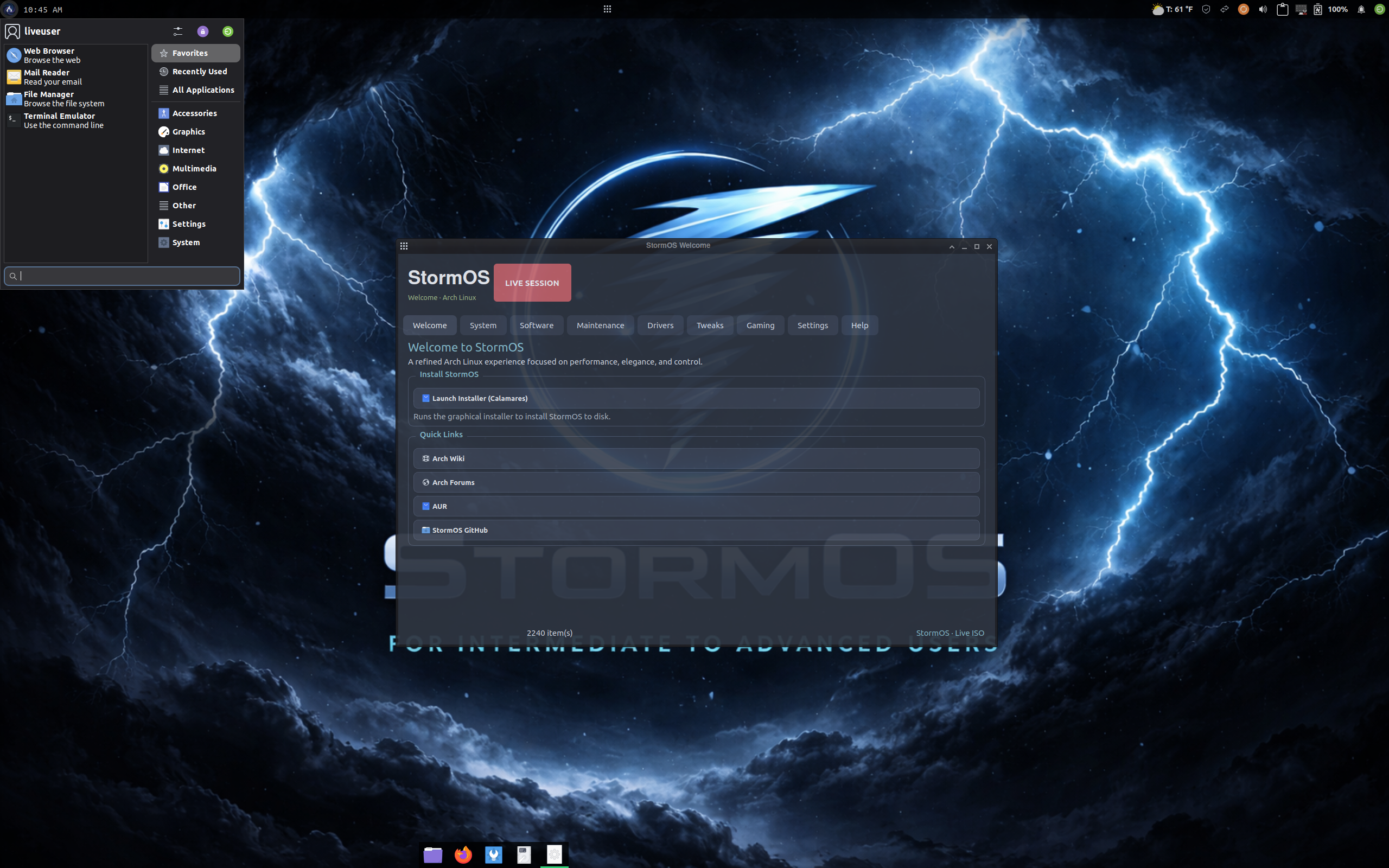 StormOS desktop screenshot: v1a