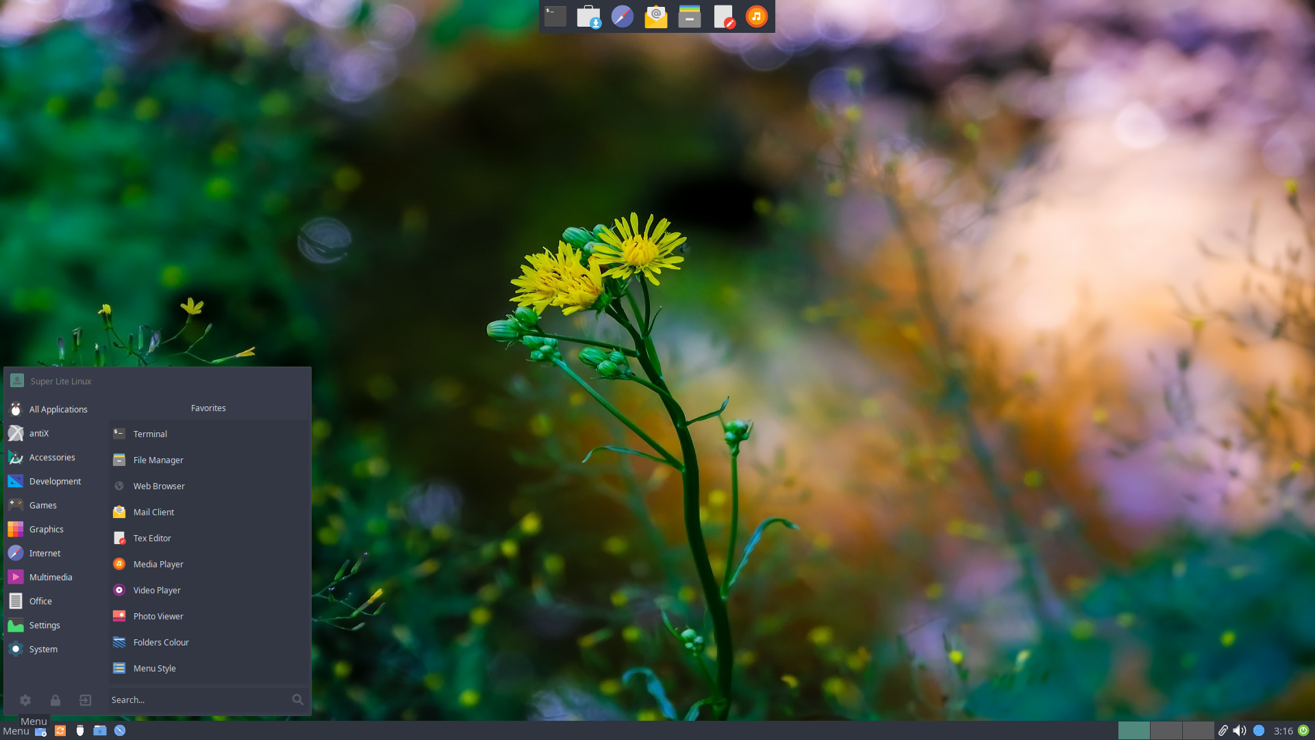 Super Lite desktop screenshot: 24.6 menu