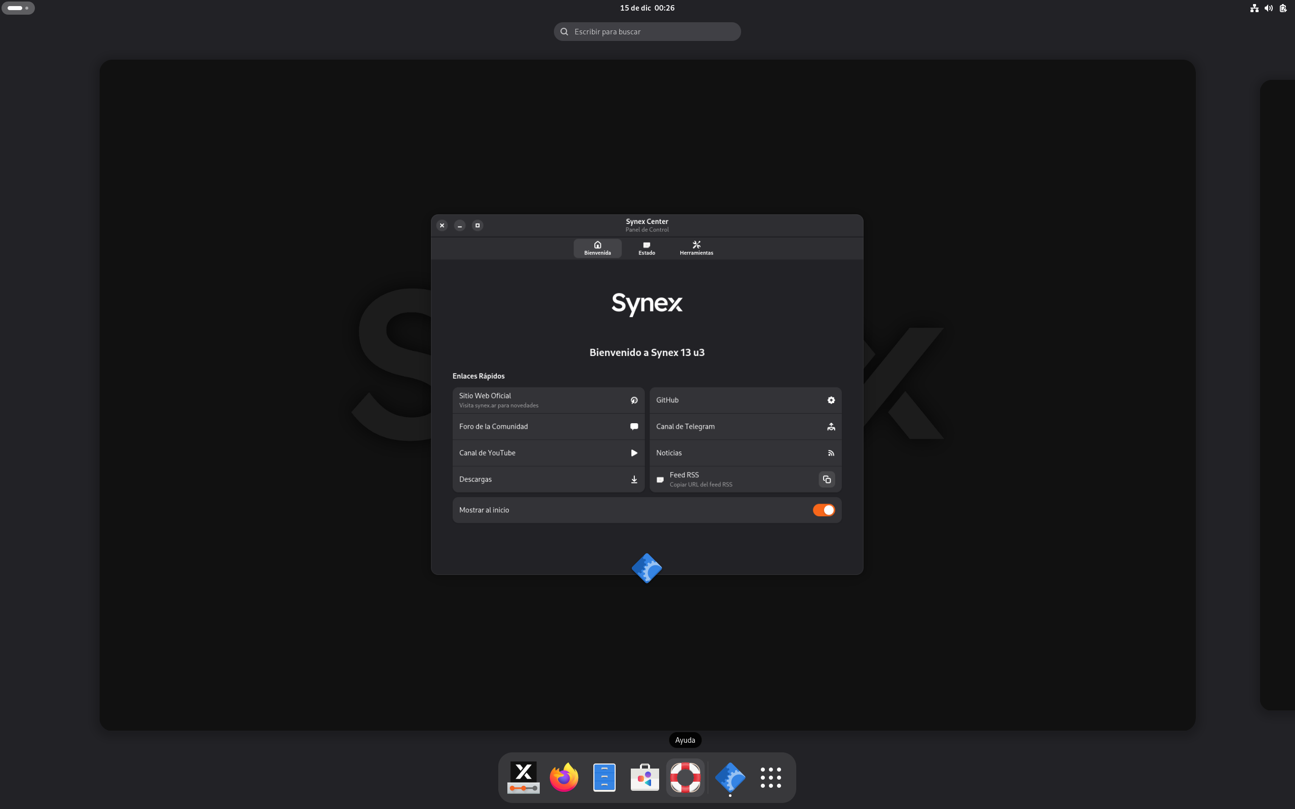 Synex desktop screenshot: 13 u3 gnome