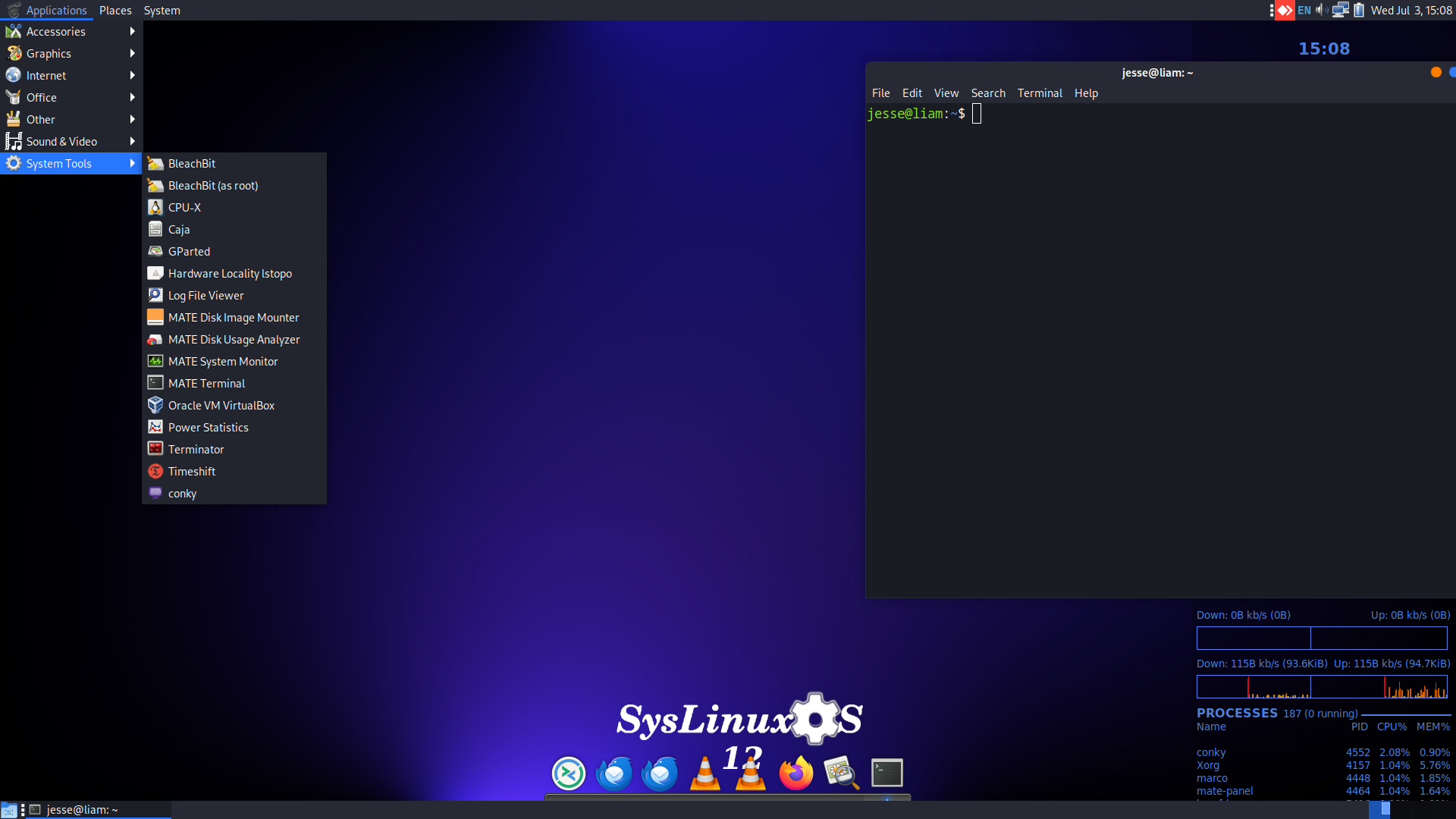 SysLinuxOS desktop screenshot: 12.4 mate