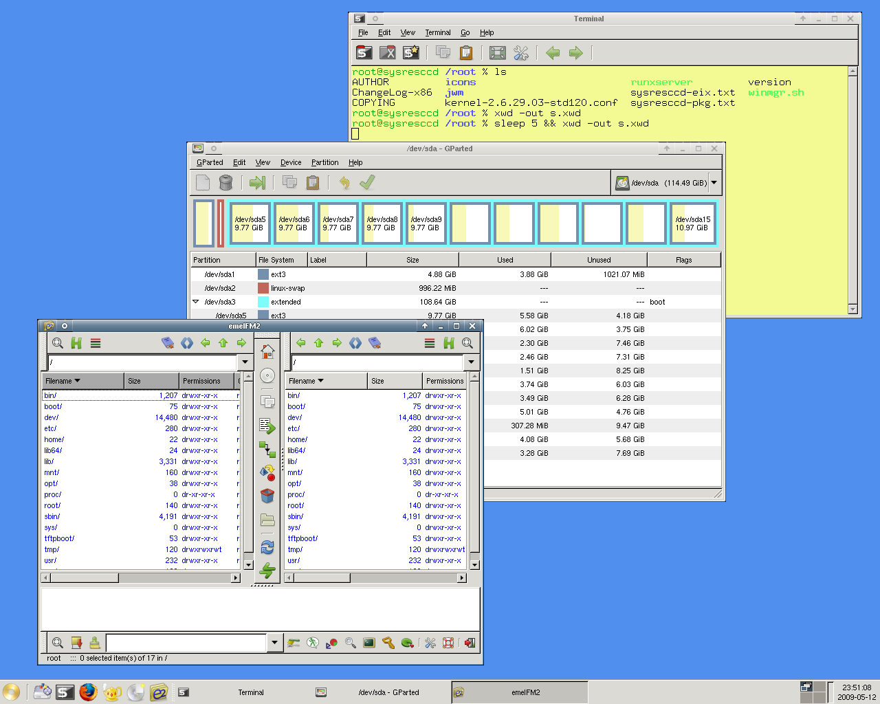 SystemRescue desktop screenshot: 1.2.0