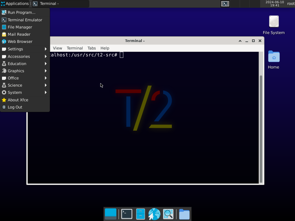T2 Linux desktop screenshot: 24.6