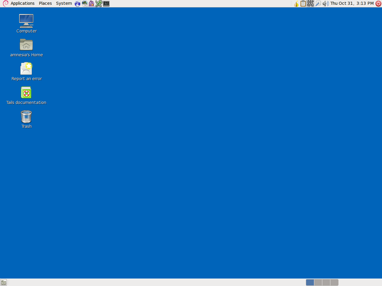 Tails desktop screenshot: 0.21 desktop