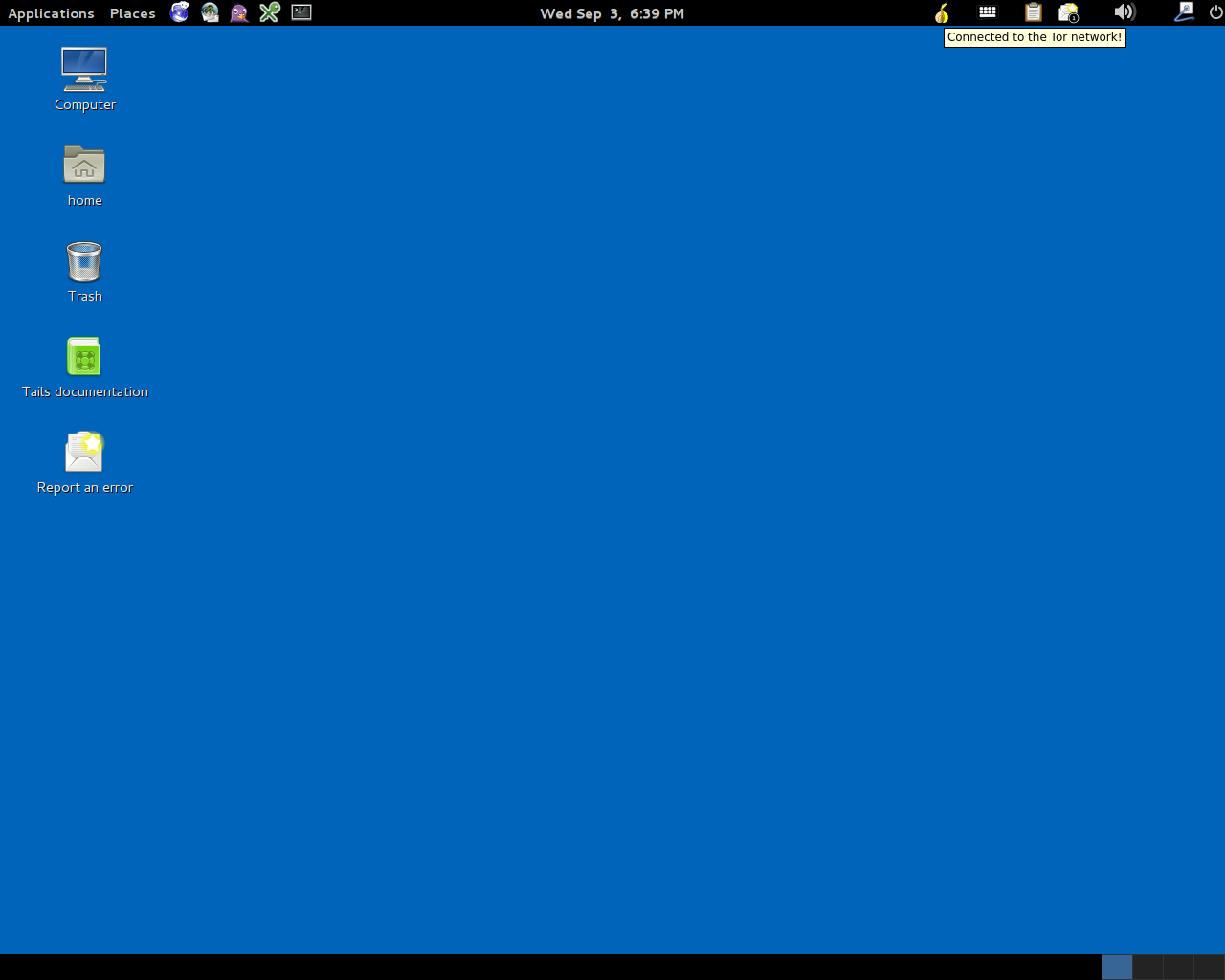 Tails desktop screenshot: 1.1.1 desktop