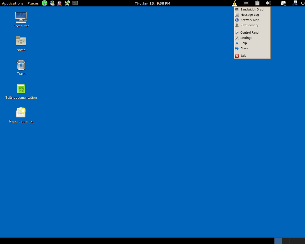Tails desktop screenshot: 1.2.3 desktop