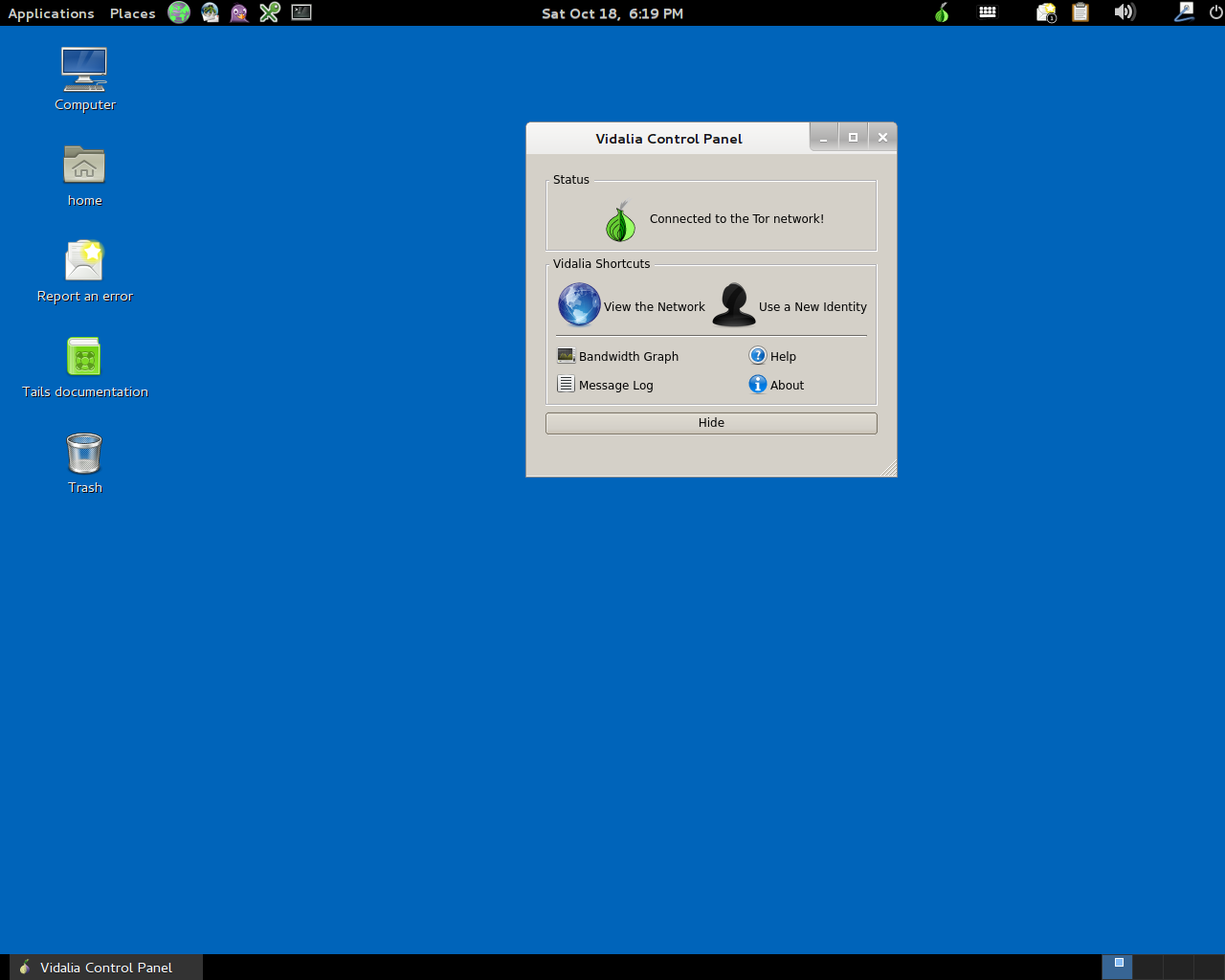 Tails desktop screenshot: 1.2