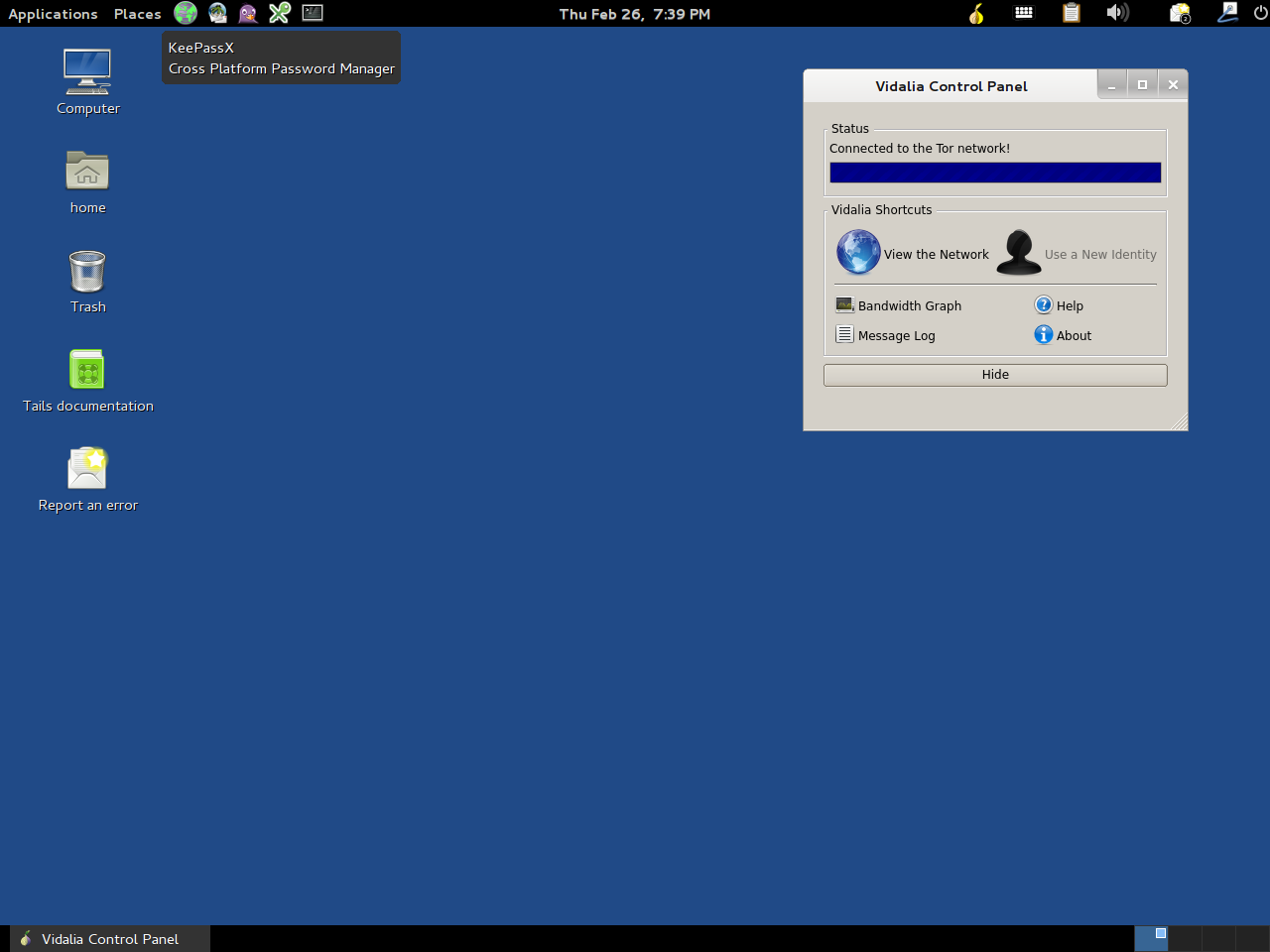 Tails desktop screenshot: 1.3 desktop