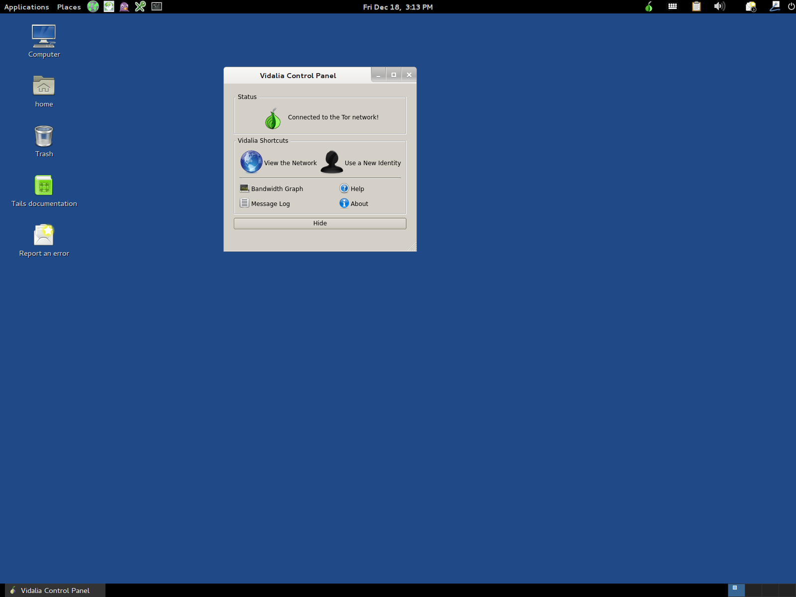 Tails desktop screenshot: 1.8