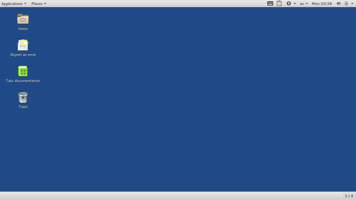 Tails desktop screenshot: 2.0 desktop