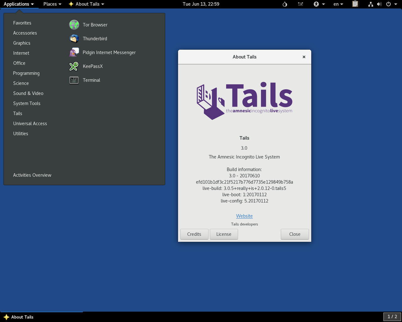 Tails desktop screenshot: 3.0