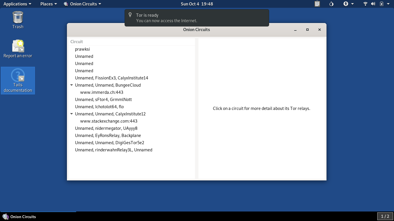 Tails desktop screenshot: 4.11 tor circuits