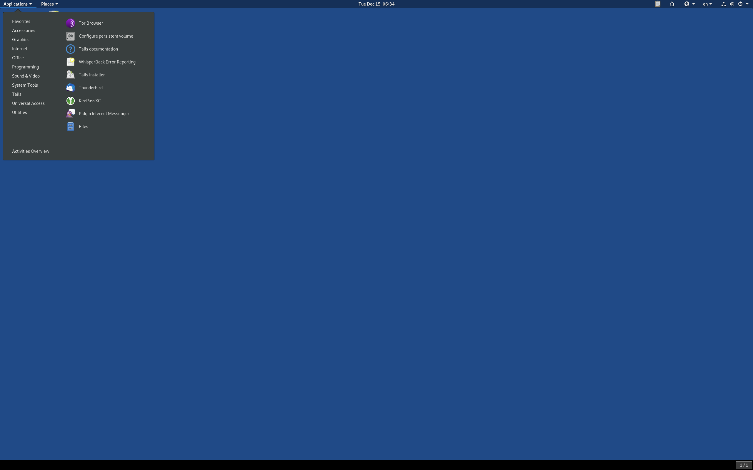 Tails desktop screenshot: 4.14