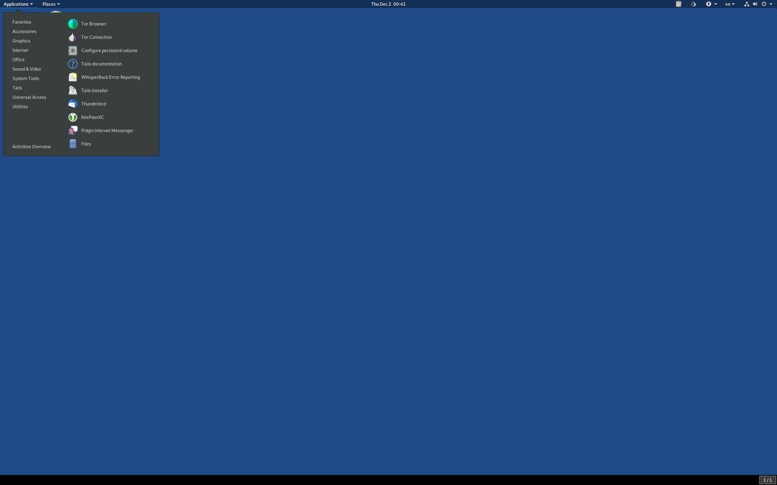 Tails desktop screenshot: 4.24