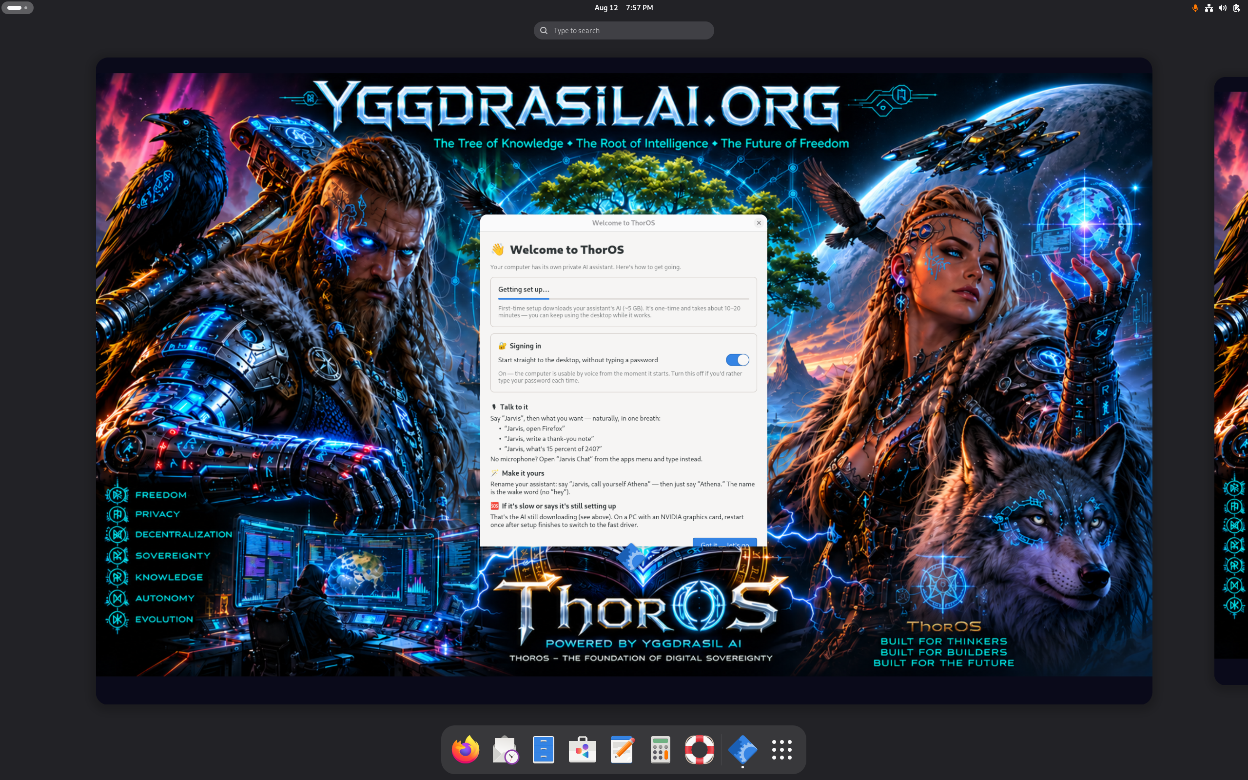 ThorOS desktop screenshot: 1.5.5 gnome