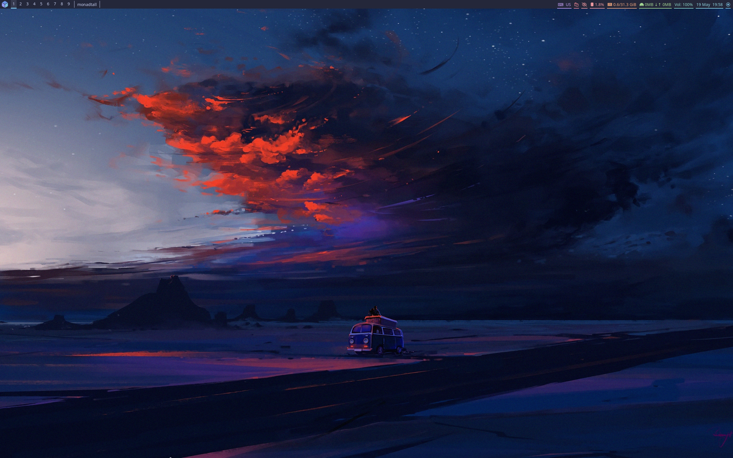 TileOS desktop screenshot: 2.0 qtile