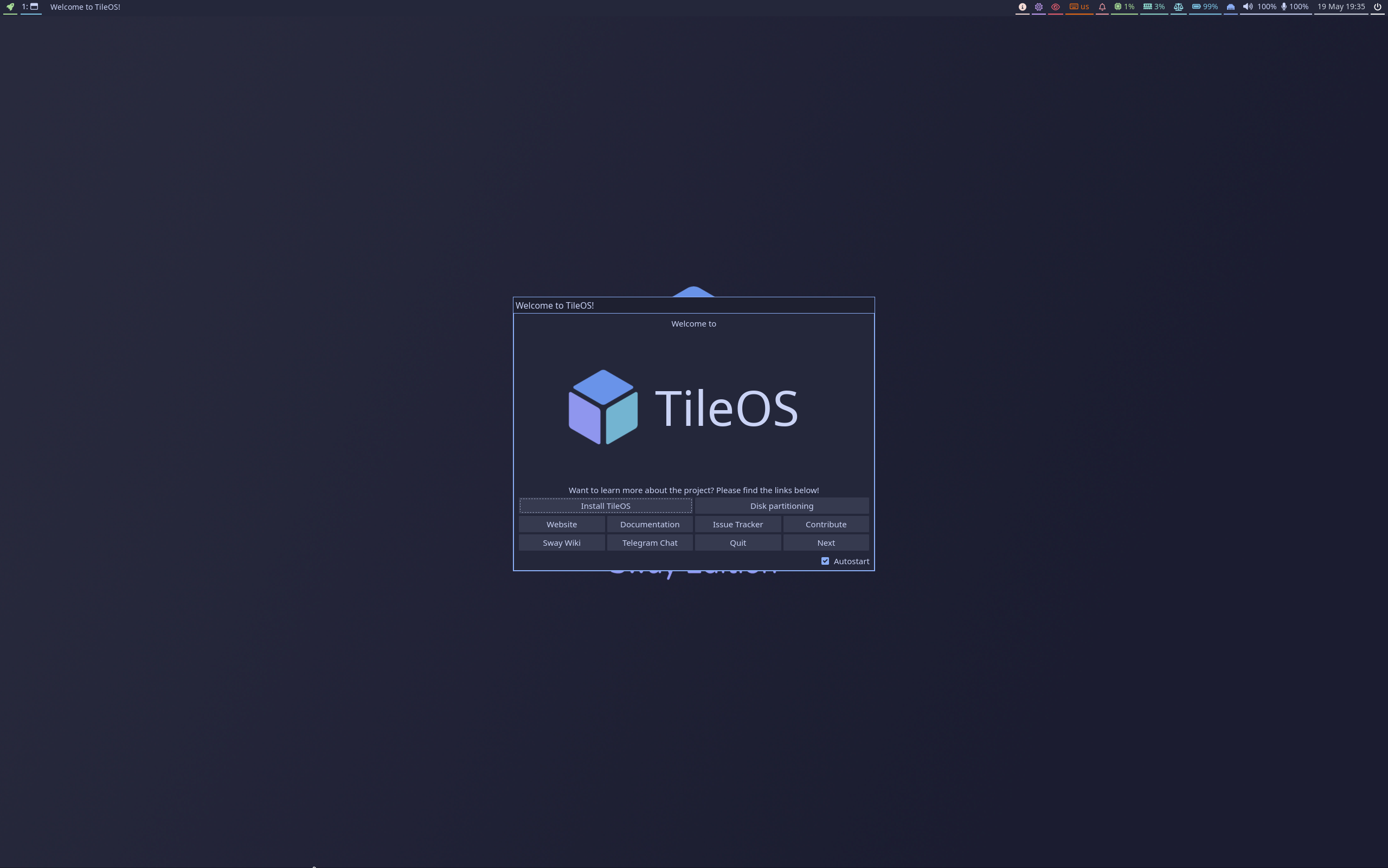 TileOS desktop screenshot: 2.0 sway