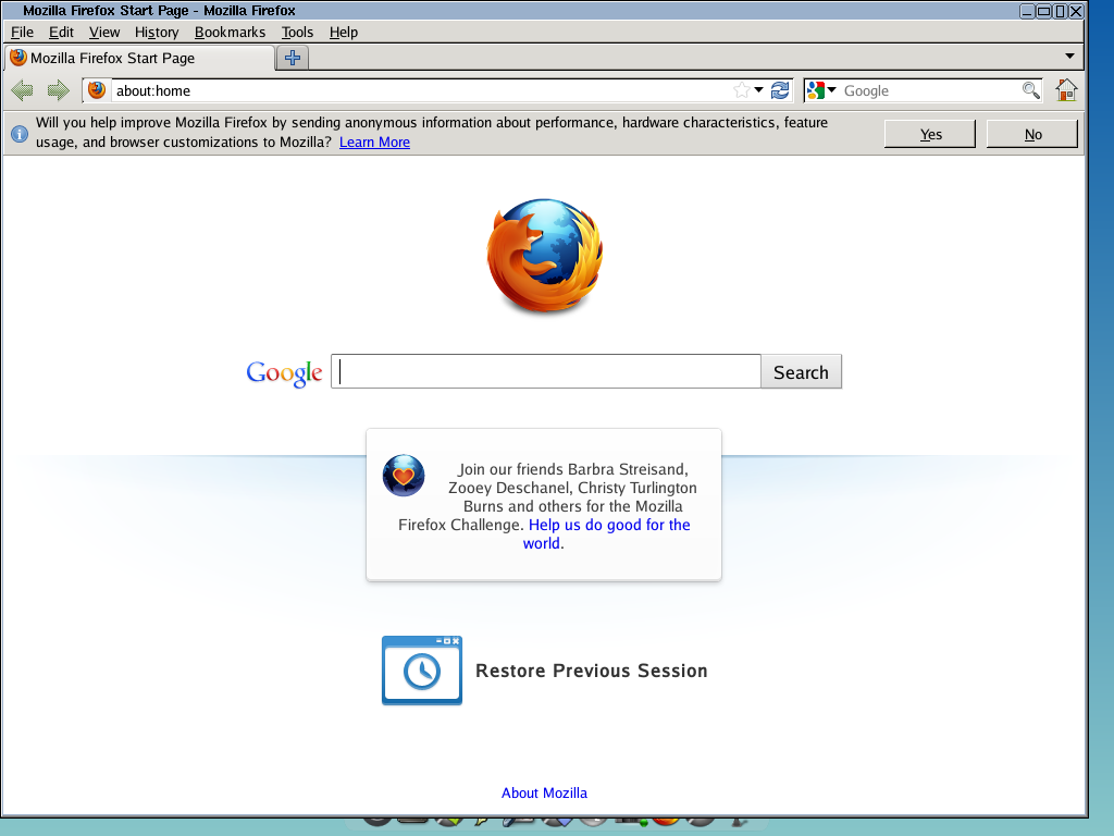 Tiny Core desktop screenshot: 4.2 firefox