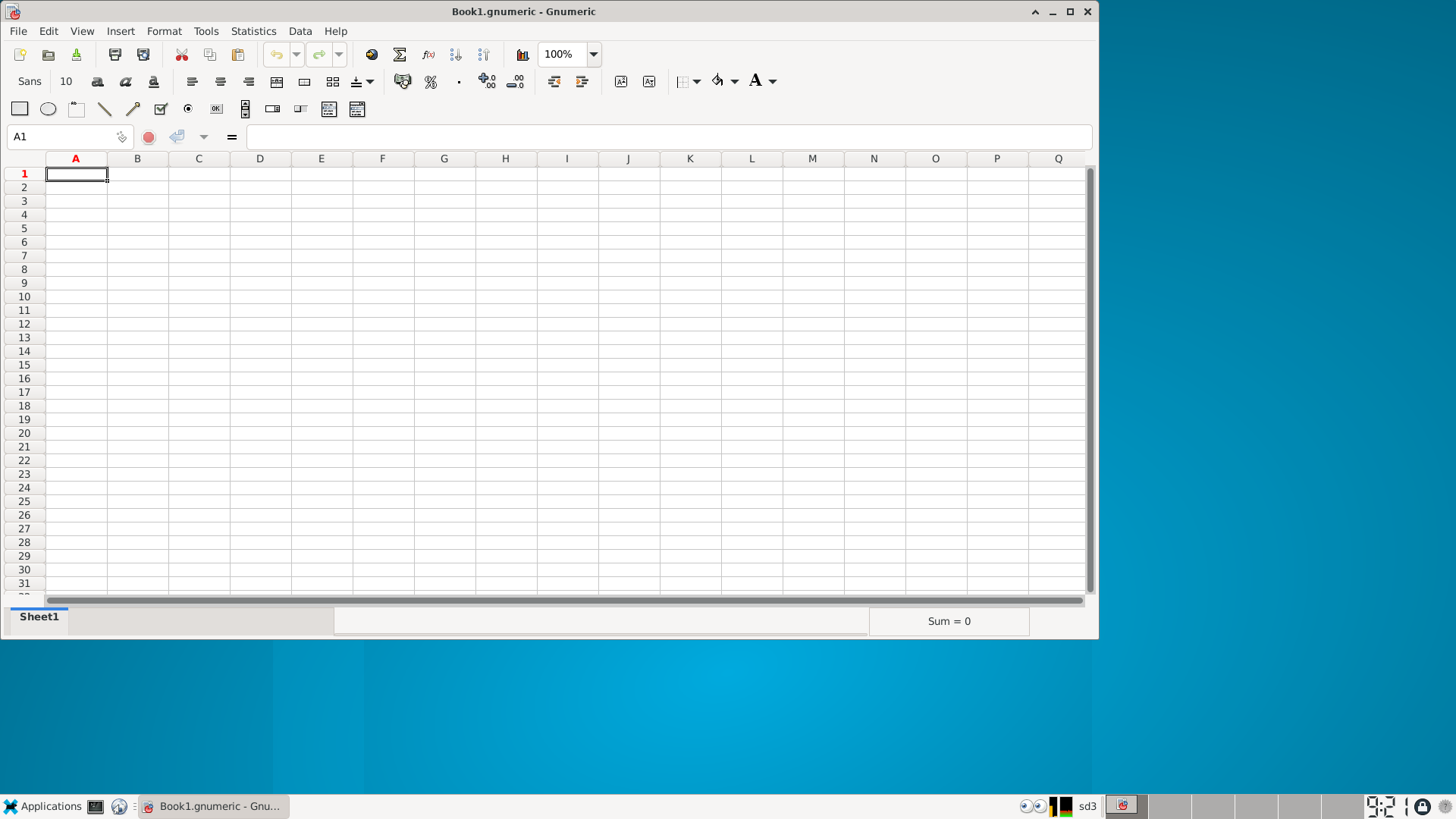 Tribblix desktop screenshot: 0m37 gnumeric