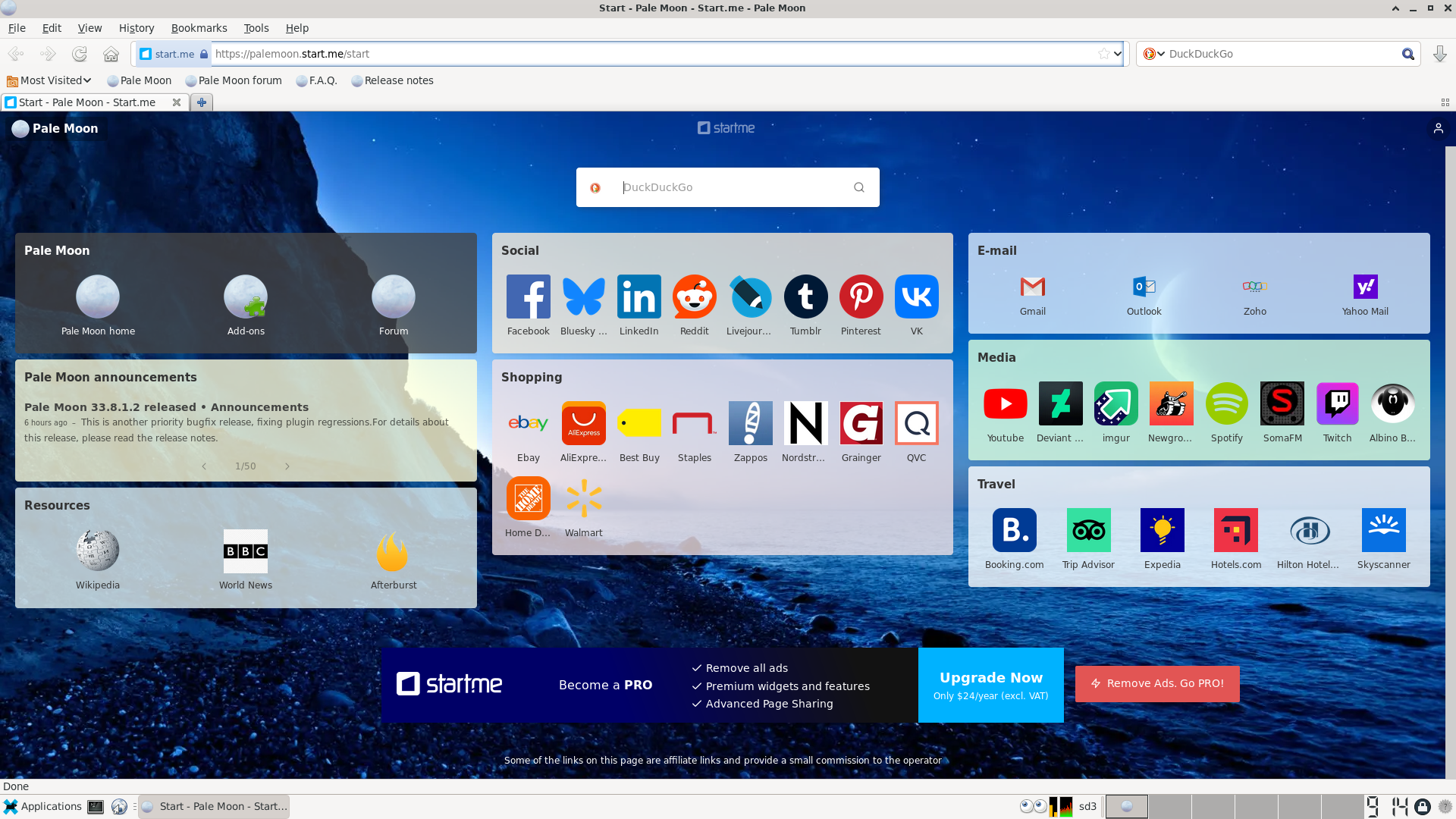 Tribblix desktop screenshot: 0m37 palemoon